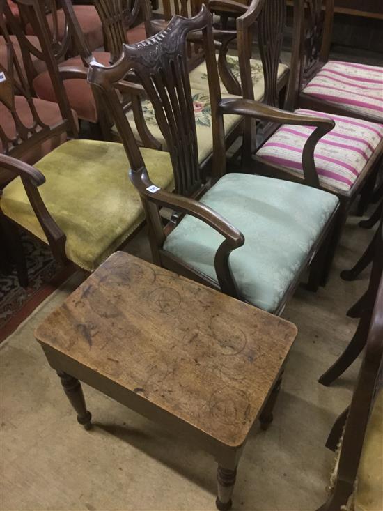 Mahogany elbow chair & table/bidet(-)